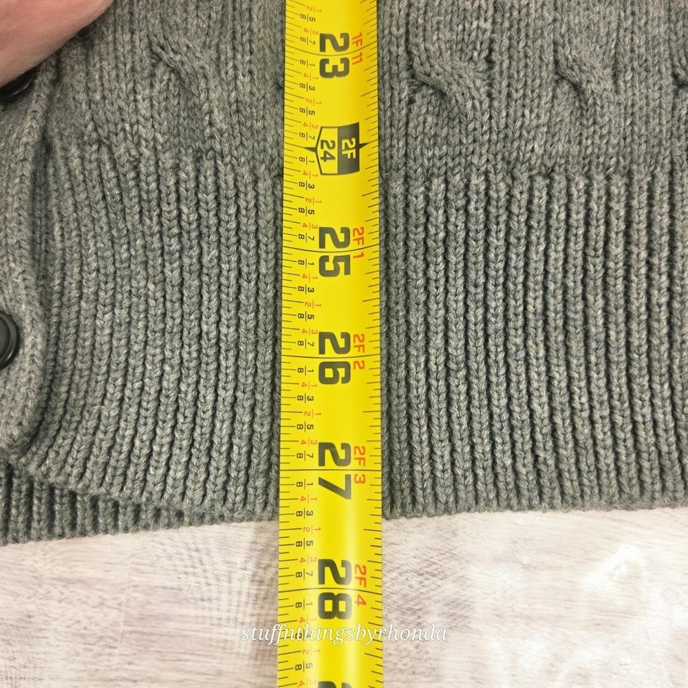 Ralph Lauren Vtg Womens Med Shooting Cardigan Cable Knit Suede Shoulder Patch - Picture 6 of 9